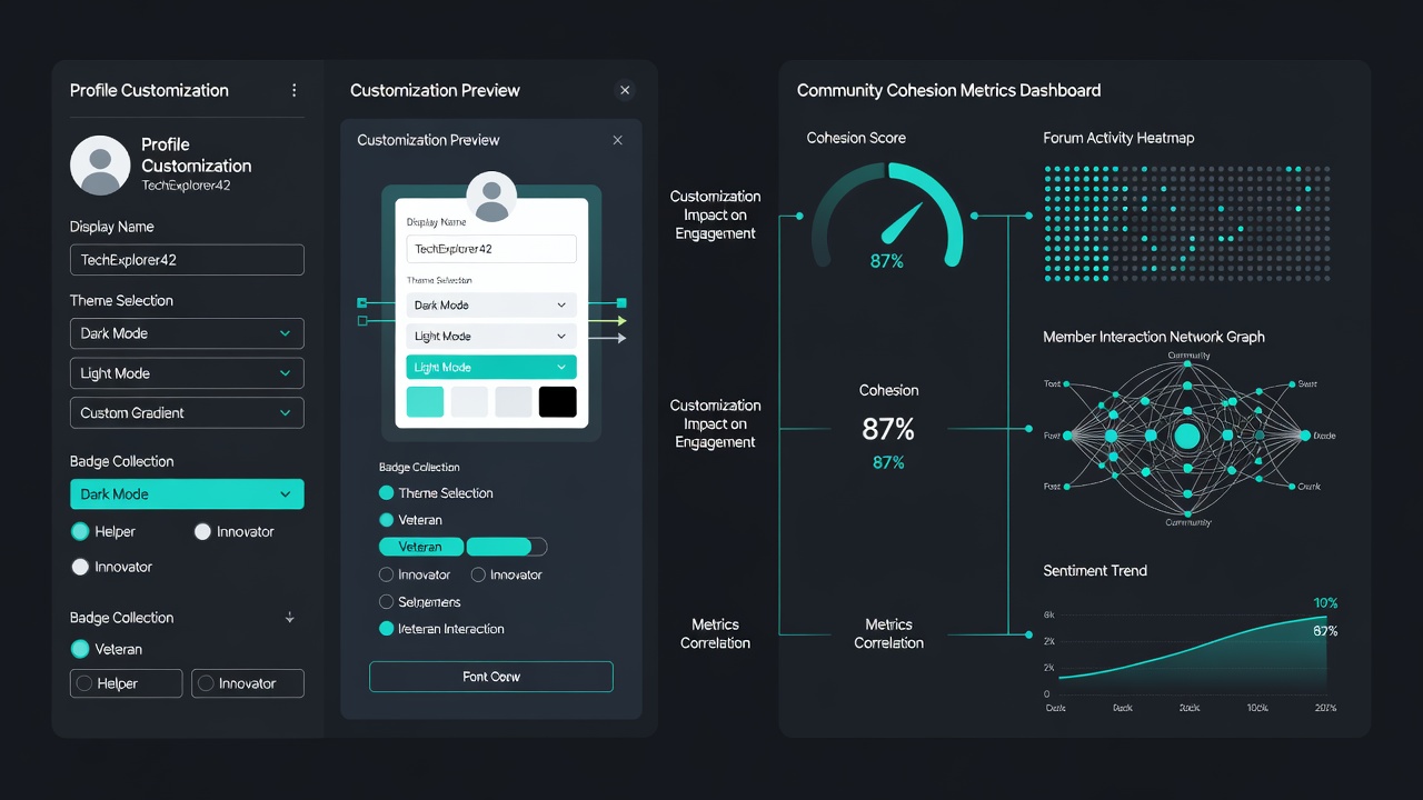 Charts showing correlations between user profile edits and forum retention statistics